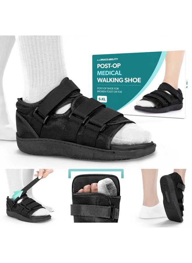 BraceAbility BraceAbility Post Op Shoe Foot Brace - Orthopedic Surgical Cast Shoe for Broken Toes, Injured Foot Protection, Stress Fracture Recovery Medical Boot for Women - FSA HSA Eligible (S - Female)  - Image 1
