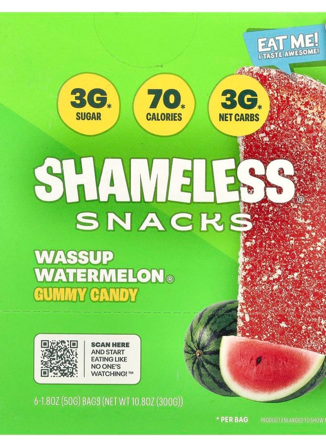 Shameless - Wassup Watermelon® Gummy Candy 6 Bags 1.8 oz (50 g) Each - Image 1