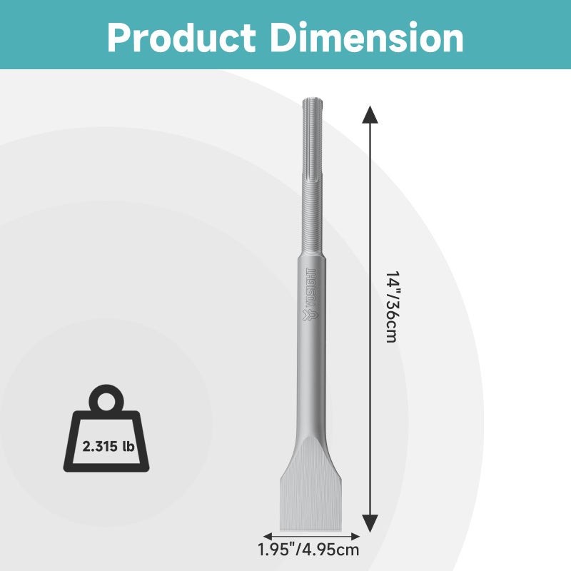 YOSIGHT Flat Chisel with SDS Max Shank, 14 Inch Long 2 Inch Wide, Ideal for Removing Concrete Bricks Stones Masonry - Image 5