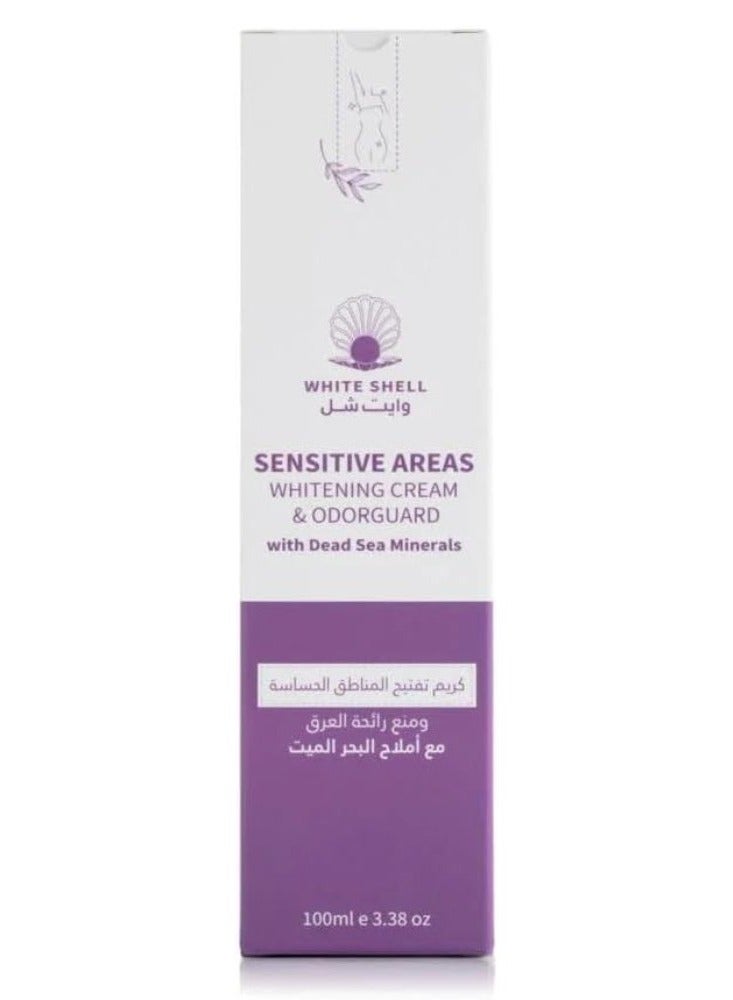 وايت شيل كريم للمناطق الحساسه تفتيح ومنع رائحة العرق مع املاح البحر الميت  - 100مل - Image 1