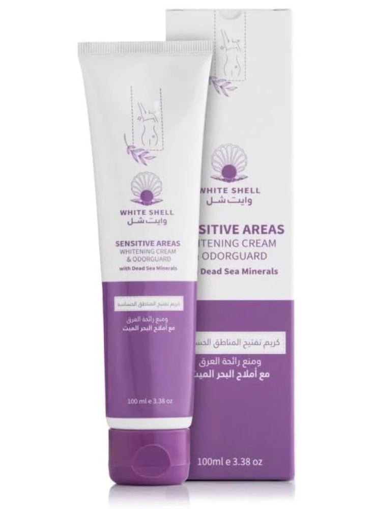 وايت شيل كريم للمناطق الحساسه تفتيح ومنع رائحة العرق مع املاح البحر الميت  - 100مل - Image 2