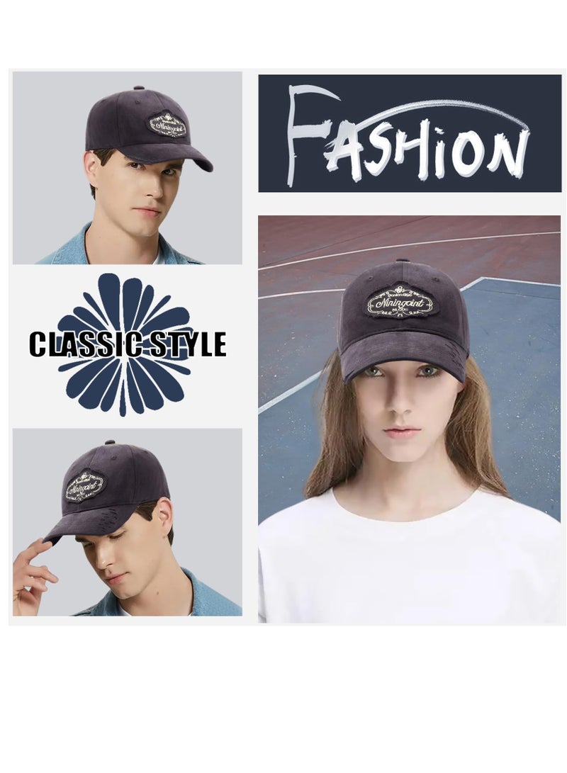 Excefore Baseball Cap, Unisex Adjustable Casual Summer Plain Vintage Distressed Cotton Embroidered Trucker Hat Edge Grinding Do Old Hat - Image 5