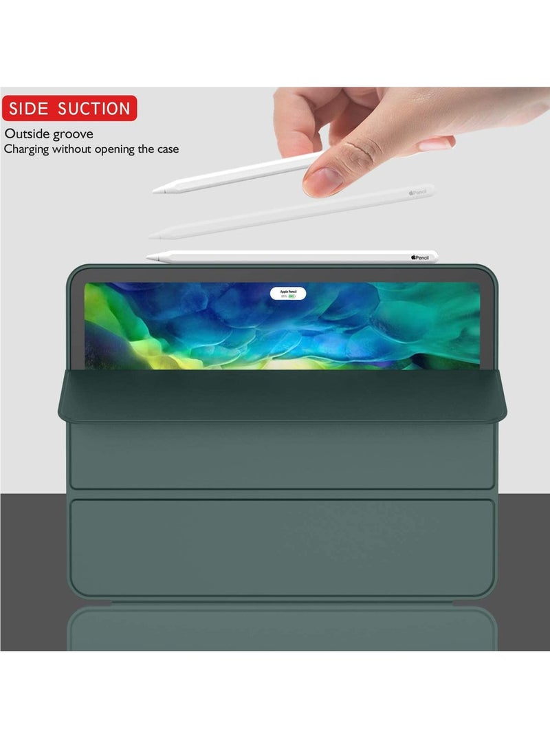 ZryXal iPad Pro 12.9 Case 2020 with Pencil Holder (4th Generation), Premium Protective Case Cover with Soft TPU Back and Auto Sleep/Wake Feature for 2020/2018 iPad Pro 12.9 (Midnight Green)
