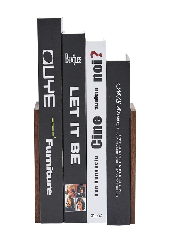Pandapark Wood Decorative Bookends,Non-Skid Bookend for Shelves,Heavy Duty Bookends,Book Stand for Books/CDs,1 Pair - Image 4