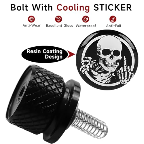 MOCODUO Motorcycle Stainless Knurled Fender Rear Seat Bolt Screw 1/4"-20 Thread for Harley Davidson Touring Sportster Softail Dyna CVO Fatbob Electra Glide Street Glide 1996-2025 Black - Image 2