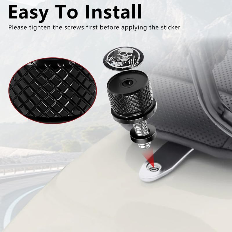 MOCODUO Motorcycle Stainless Knurled Fender Rear Seat Bolt Screw 1/4"-20 Thread for Harley Davidson Touring Sportster Softail Dyna CVO Fatbob Electra Glide Street Glide 1996-2025 Black - Image 3