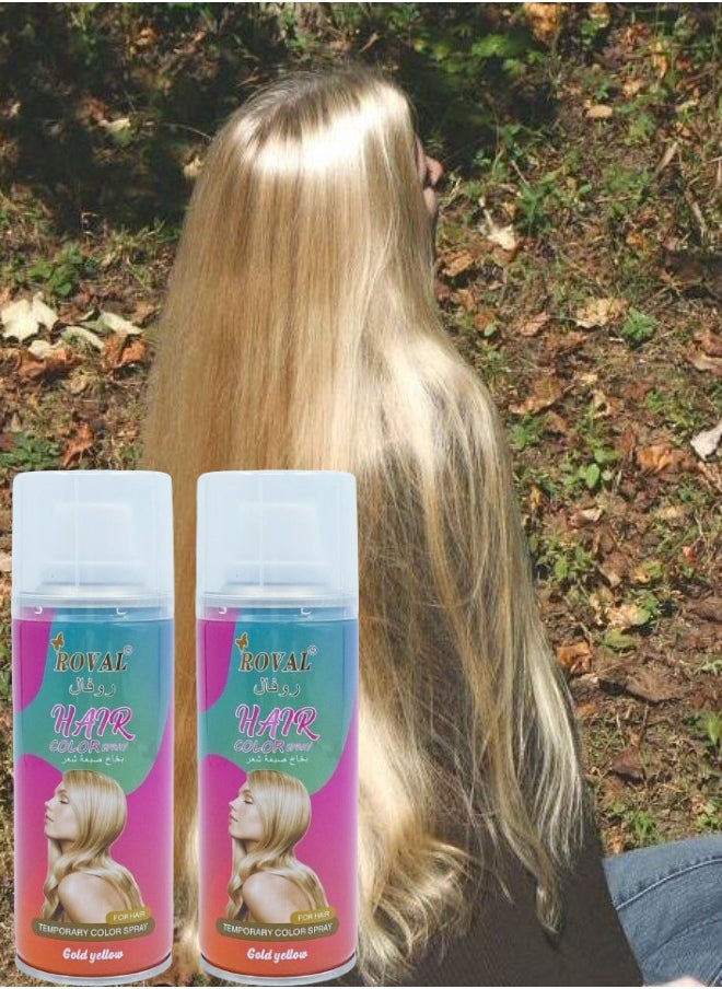 ROVAL 2 Pieces Hair Colour Spray Gold Yellow  - Image 1