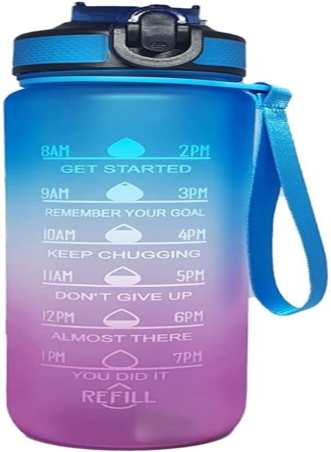 Spaceshoop Generic Gradient Colored Water Bottle with Motivational Time Markers - With Straw - Multicolored variants (Blue to Pink)…
