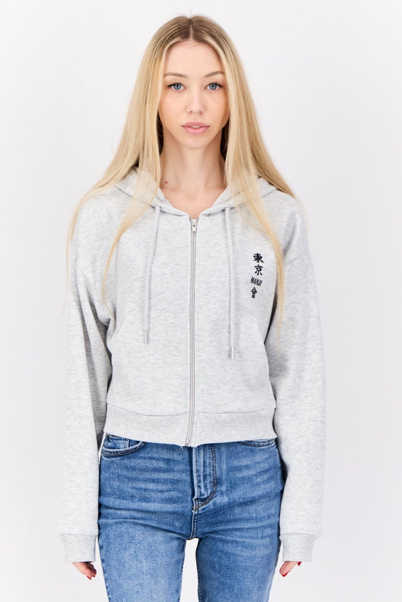 Don't Call Me Jennyfer Tokyo Revengers x DCMJ Women Graphic Print Hoodie, Light Grey  - Image 1