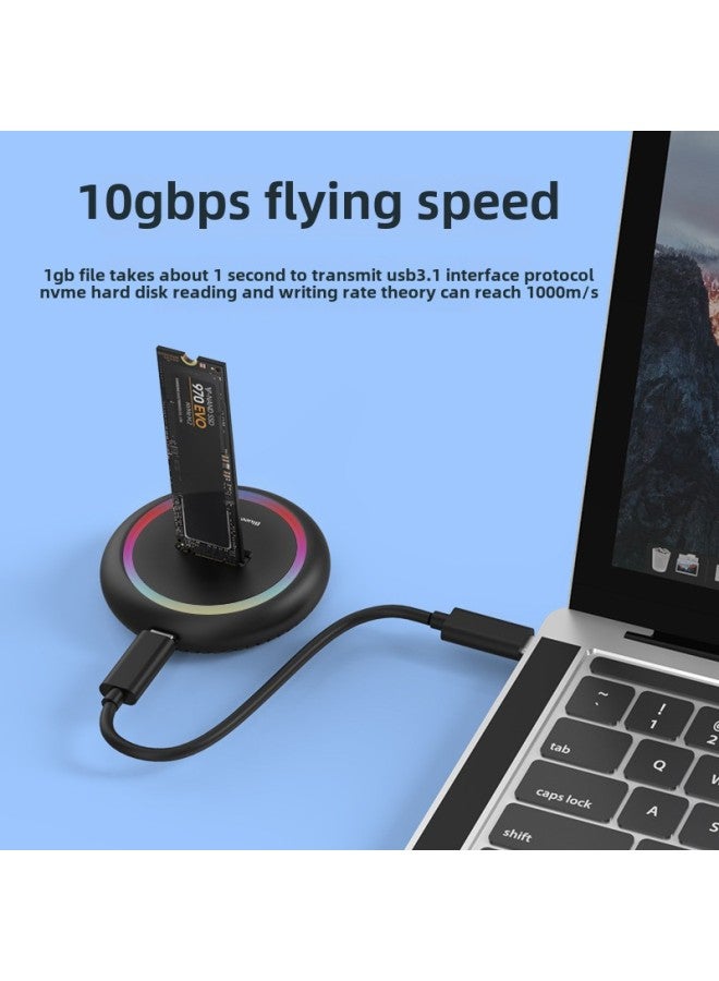 بروتوكول مزدوج M.2 الحالة الصلبة NVMe/SATA محرك الأقراص الصلبة المحمول الخارجي RGB ملون USB3.1 صندوق القرص الصلب الخارجي سرعة نقل تصل إلى 10 جيجابت في الثانية - اللون: بلاستيك أسود خطين في واحد - Image 2