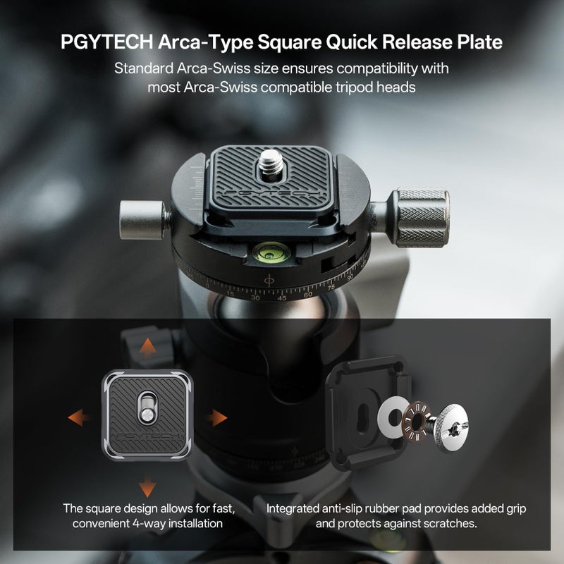 PGYTECH لوحة الإطلاق السريع والمشبك PGYTECH V2، محول تثبيت الكاميرا بلوحة أركا سويس مع برغي 1/4" إلى 3/8" لكاميرات سوني/نيكون/فوجي/كانون/دي جي آي للتبديل بين الحامل الثلاثي/الحامل الأحادي/المنزلق/المثبت - Image 4