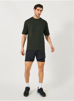 Styli Solid Oversized Terry Crew Neck T-Shirt  - Image 2