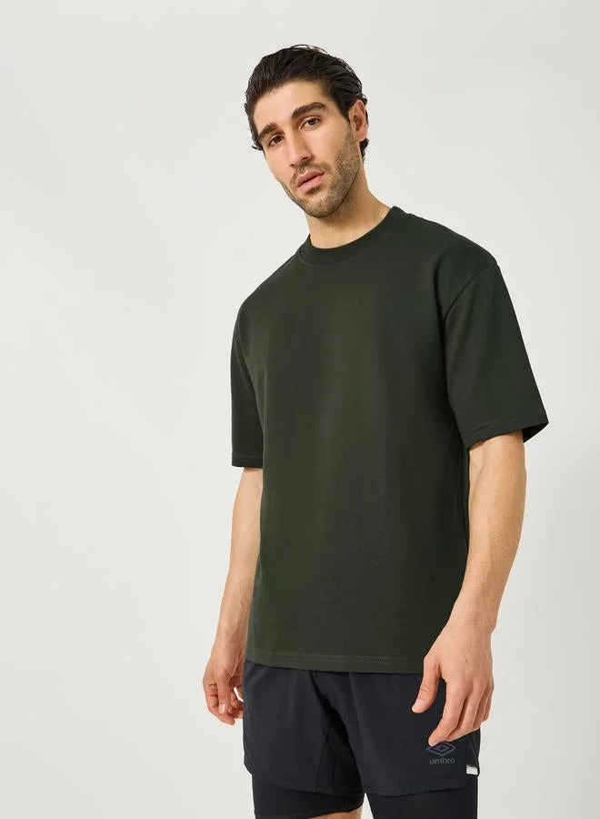 Styli Active Solid Oversized Terry Crew Neck T-Shirt