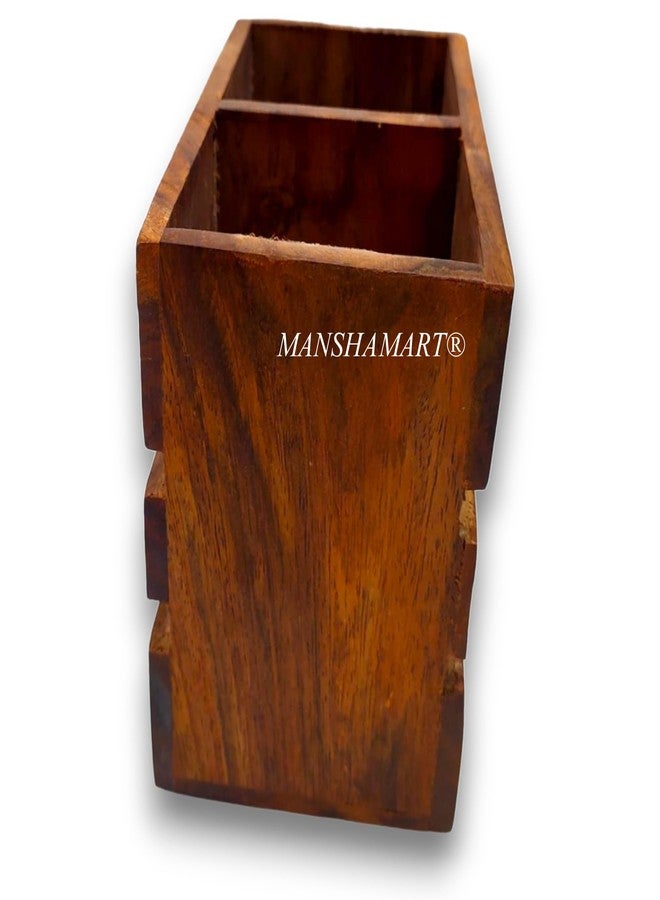 MANSHAMART طقم مانشامارت® الخشبي المكون من قطعتين، حامل ملاعق وحامل أقلام، مصنوع يدويًا من الخشب، حامل أدوات مائدة متعدد الاستخدامات، مناسب للمطبخ وطاولة الطعام، رف أدوات المائدة، حامل ملاعق، منظم أدوات المطبخ. - Image 5