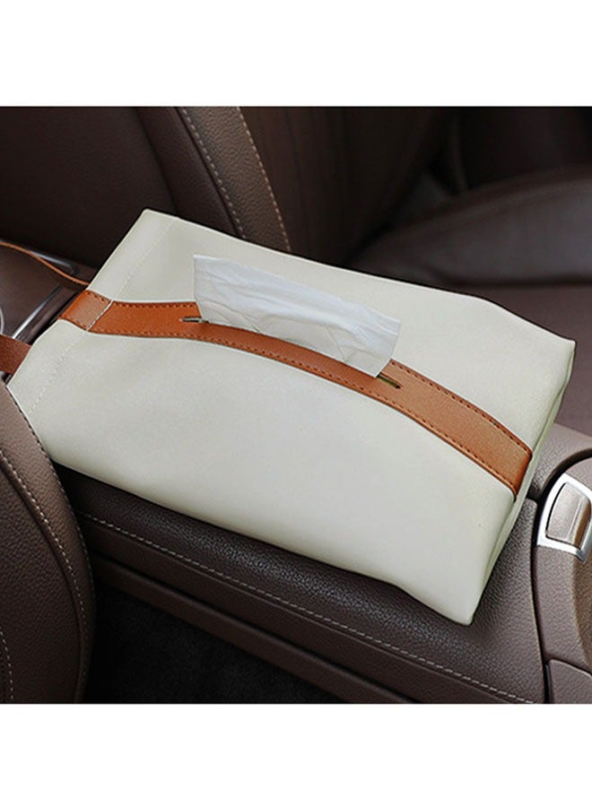 وهاواي Hanging Tissue Box PU Leather Portable Car Tissue Holder Case, Backseat Tissue Case Holder for Car Office Home Bathroom Vanity Countertops Decoration Beige - Image 5