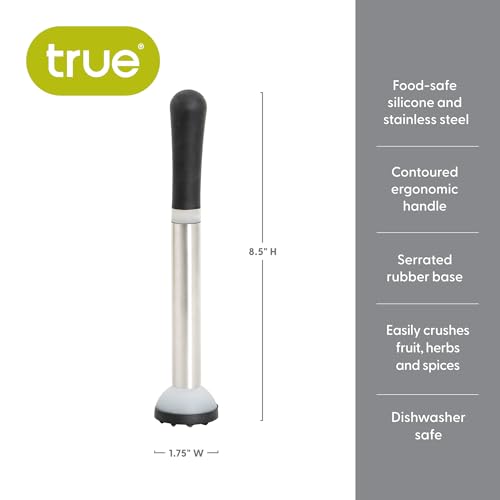 True Grind Muddler for Cocktails & Mixed Drinks, Fruits, Spices, Herbs, and Sugar Cubes Crusher, Home Bar Accessories, Bartender Tools, 8.5", Set of 1 - Image 4
