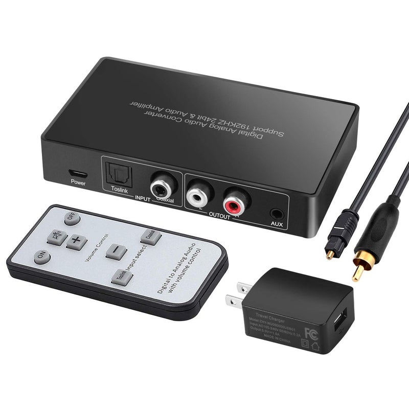 محول الصوت الرقمي إلى التناظري مع جهاز تحكم عن بعد 192KHz24bit رقمي كوكسيل توصل إلى تناظري LR RCA 35mm صوت مع كل من كابل توصل وكابل كوكسيل