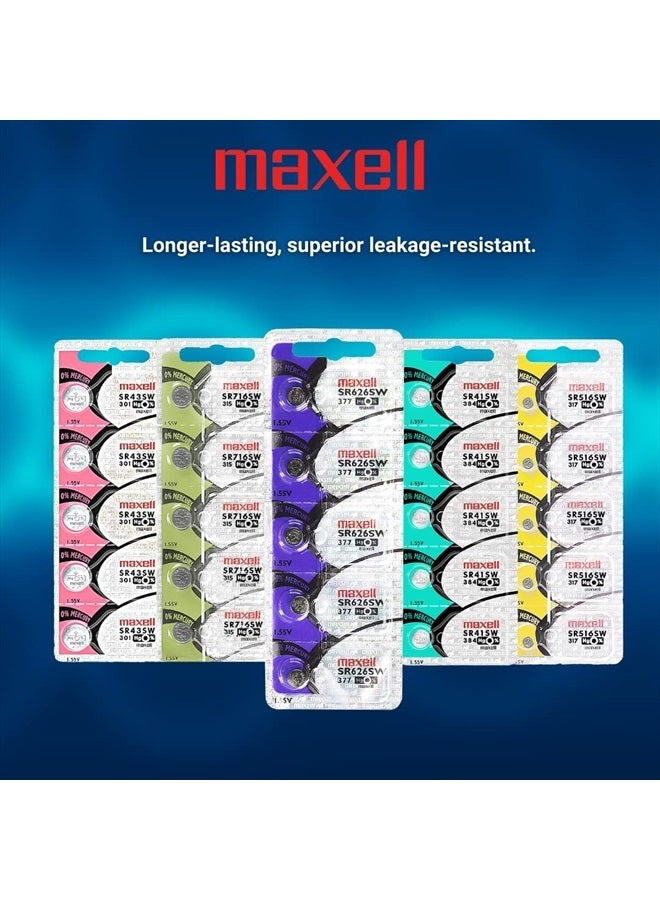 Maxell 2 x MAXELL SR626SW 377 1.55v Silver Oxide Button Cell Watch Battery - Official Genuine Maxell  - Image 4