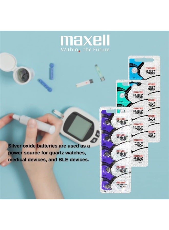 Maxell 2 x MAXELL SR626SW 377 1.55v Silver Oxide Button Cell Watch Battery - Official Genuine Maxell  - Image 3