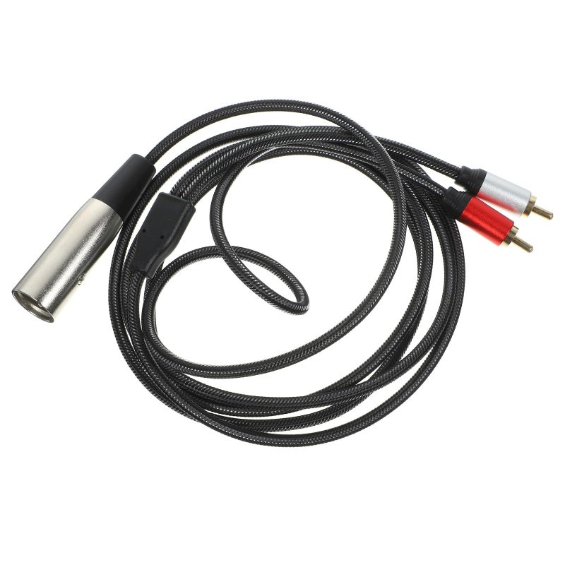 كابل صوتي 3 دبوس XLR ذكر إلى مزدوج RCA بطول 2 متر للميكسر وميكروفون نظام الصوت - Image 2