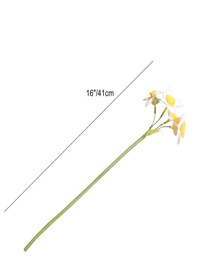 Mandy's 12 Stems White Silk Daffodils – Artificial Spring Centerpiece Flowers for Outdoor Garden, Porch, Wedding, Home Decor - Image 2