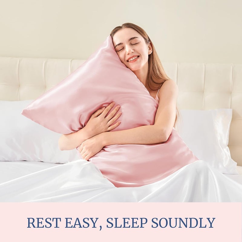 BEDELITE Satin Pillowcase for Hair and Skin, Super Soft and Cooling Similar to Silk Pillow Cases 2 Pack with Envelope Closure, Gift for Women Men(20"x36" King Size, Pink) - Image 5