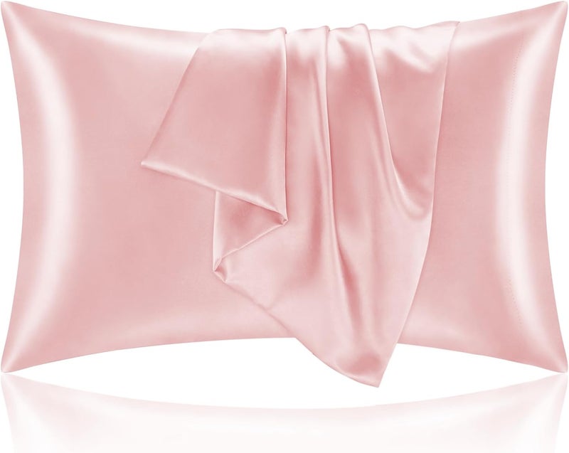 BEDELITE Satin Pillowcase for Hair and Skin, Super Soft and Cooling Similar to Silk Pillow Cases 2 Pack with Envelope Closure, Gift for Women Men(20"x36" King Size, Pink) - Image 1