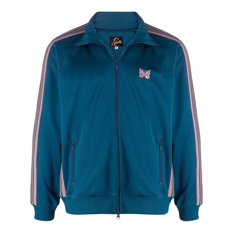 Needles Creates Embroidered Butterfly Zipper Sports Side Stripesd Jacket Casual Stand Collar Jacket For Men And Women - Image 1