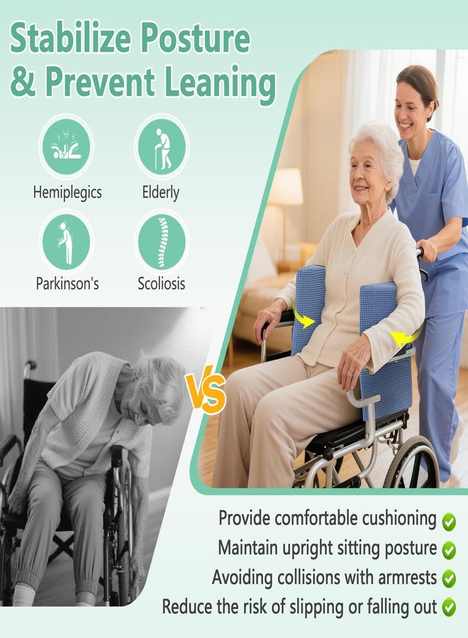KAAMOS Wheelchair Lateral Support Side Cushions, Positioning Wedges Wheelchair Side Guards, Back Support Cushion for Wheelchairs, Side Padding with Adjustable Strap, Posture Foam Wedge Pillow for Wheelchairs - Image 2