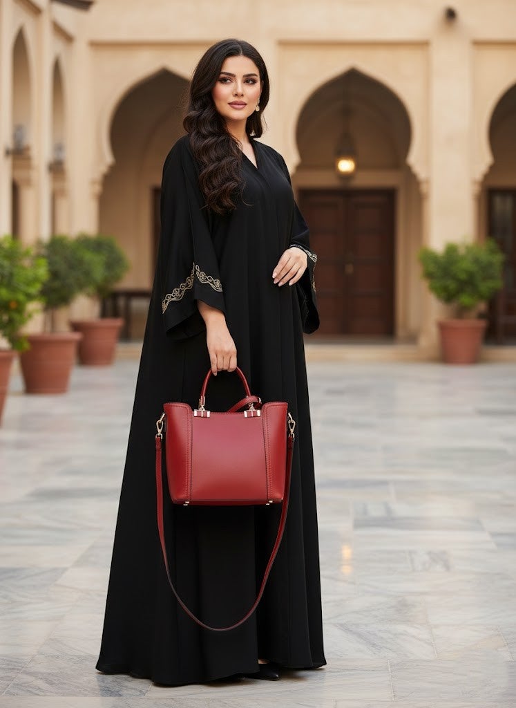 Elegant Red Leather Women's Handbag with Detachable Shoulder Strap - Image 3