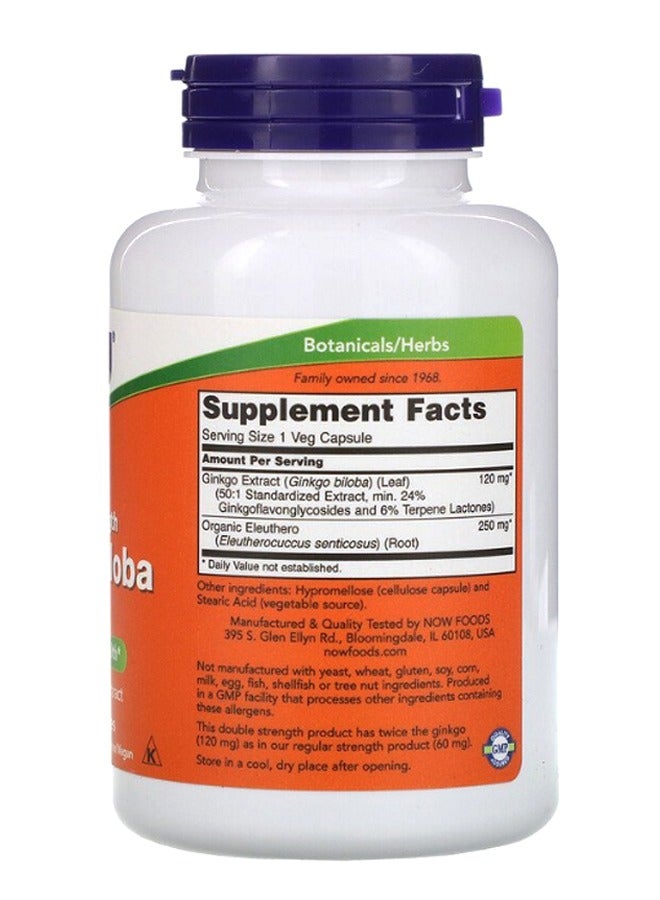 now Double Strength Ginkgo Biloba Dietary Supplement 200 Veg Capsules - Image 2