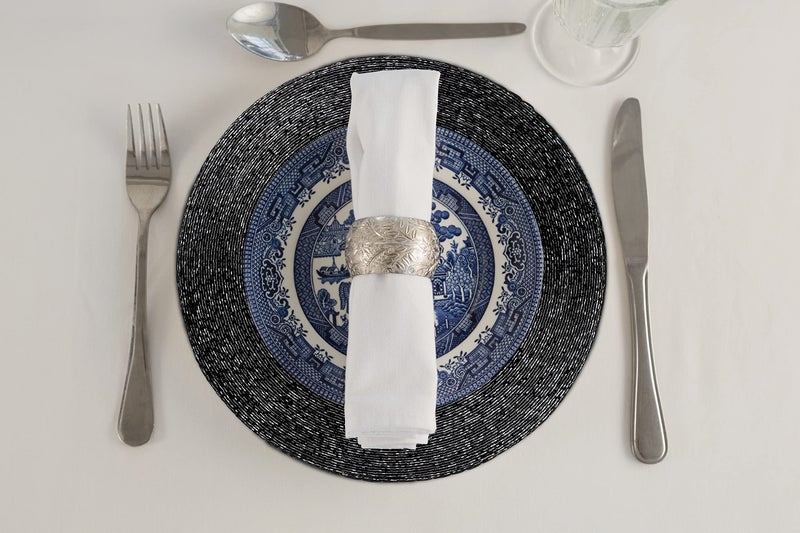 Light & Pro Lightnpro Round Black Beaded Placemats Set of 4 - Handcrafted Decorative Table Chargers - Elegant Farmhouse Table Mats for Dining, Holiday Dinner, Parties, Wedding & Home DÃ©cor - 13 Inch Black - Image 3