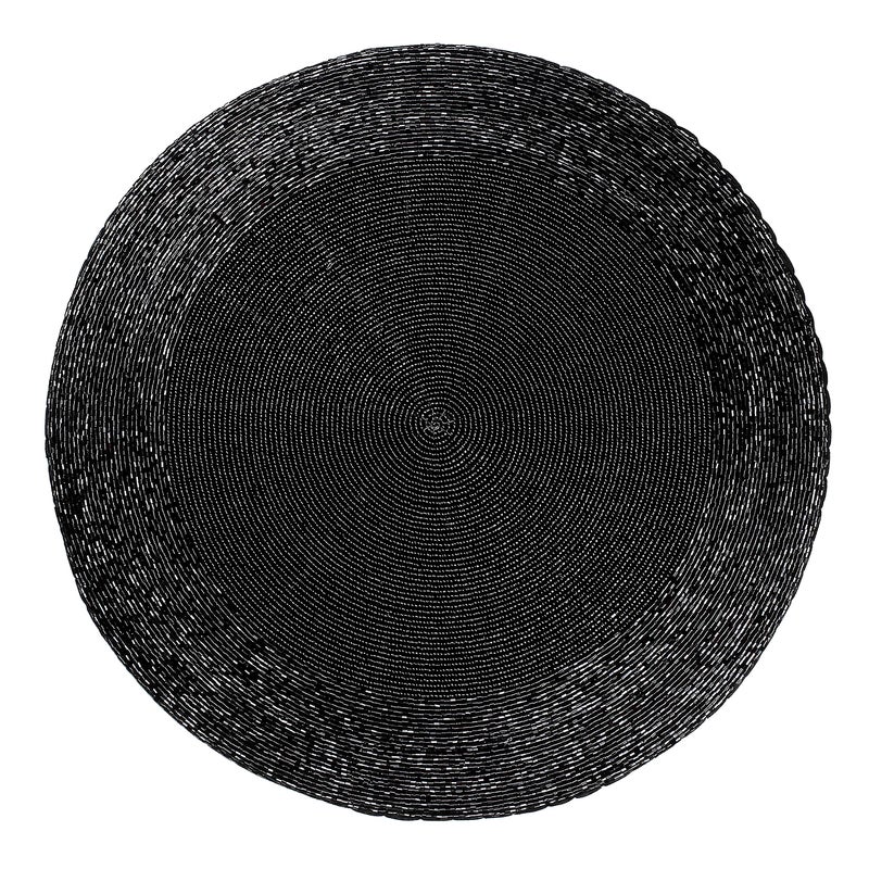 Light & Pro Lightnpro Round Black Beaded Placemats Set of 4 - Handcrafted Decorative Table Chargers - Elegant Farmhouse Table Mats for Dining, Holiday Dinner, Parties, Wedding & Home DÃ©cor - 13 Inch Black - Image 4