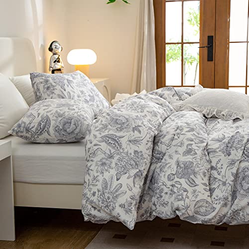 BUPIRD King Duvet Cover Floral, 100% Brushed Microfiber 3 Pieces King Bedding Sets, Vintage Flower Chic Garden Style Floral Pattern King Flower Duvet Cover with Zipper Closure - Image 2