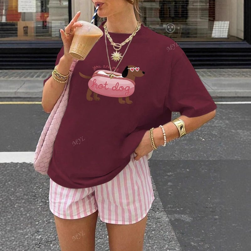 Women'S Summer Cartoon Dog Print Short Sleeve Y2K Baby Tee Short Casual T-Shirt - Image 4