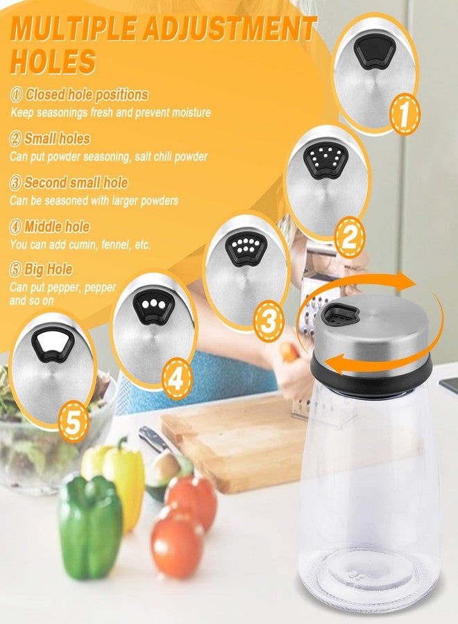 طقم رشاشات ملح وفلفل من ييتكسين بفتحات صب قابلة للتعديل، 6 أونصة (180 مل) رشاشات ملح للمطبخ، حاويات توابل من الفولاذ المقاوم للصدأ، برطمانات توابل موزعة للطاولة (قطعتان) - Image 5