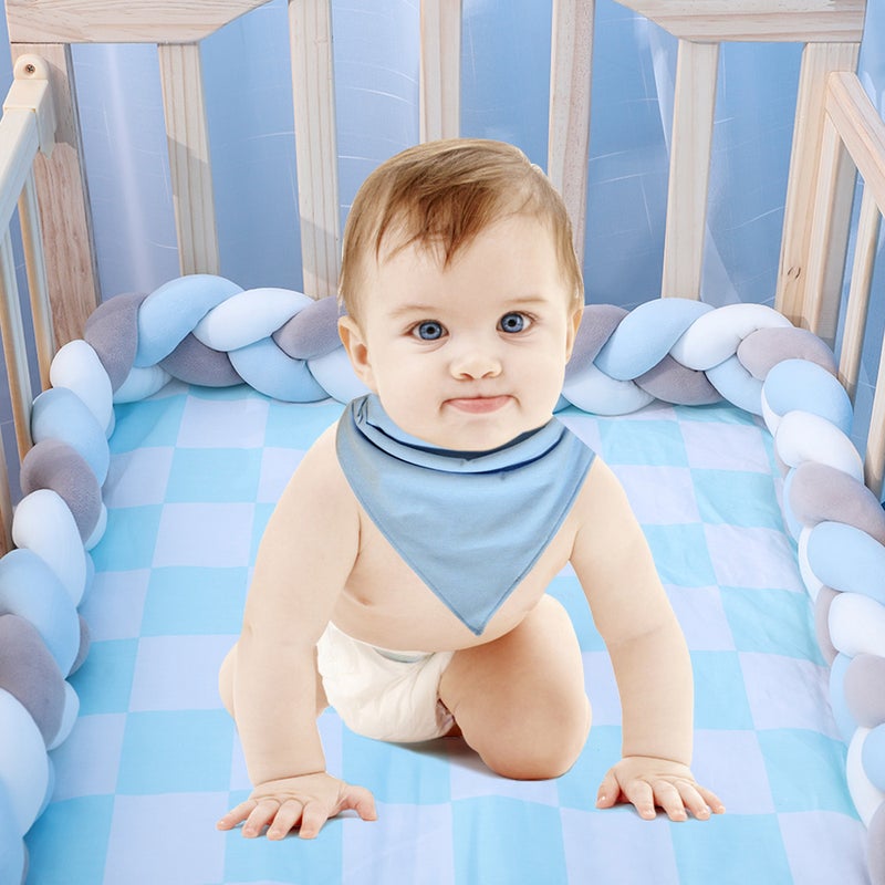 Baby Crib Bumper Knotted Braided Bumper Handmade Soft Knot Pillow Pad Cushion Nursery Cradle Decor Newborn Gift Crib Protector Cotton 1 Meter(39.4 Inch) - 3 Strands with Mixing Color - Image 3