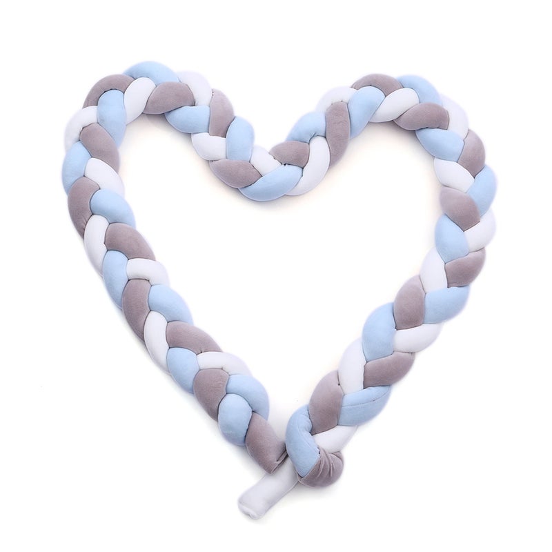 Baby Crib Bumper Knotted Braided Bumper Handmade Soft Knot Pillow Pad Cushion Nursery Cradle Decor Newborn Gift Crib Protector Cotton 1 Meter(39.4 Inch) - 3 Strands with Mixing Color - Image 1