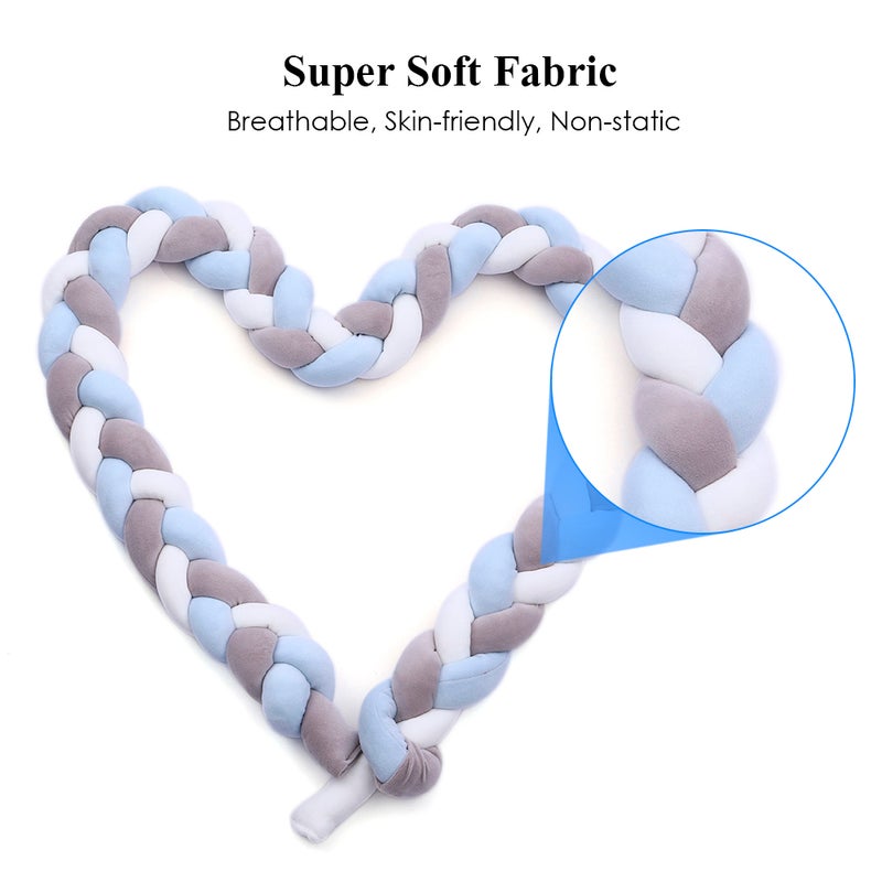 Baby Crib Bumper Knotted Braided Bumper Handmade Soft Knot Pillow Pad Cushion Nursery Cradle Decor Newborn Gift Crib Protector Cotton 1 Meter(39.4 Inch) - 3 Strands with Mixing Color - Image 2