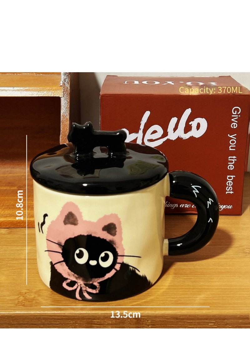 370ml Cute Pink Cat Ceramic Mug with Lid for Home Use, Exquisite Gift Box Packaging, Perfect Choice for Holiday Gifts, Birthday Surprises, and Daily Use, A Warm and Adorable Drink Companion. - Image 2