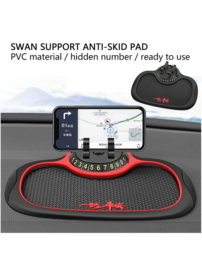 Non Slip Phone Pad for Car Non Slip 3 in 1 Car Phone Pad Cute Animal Dolls Car Phone Pad Holder with Universal Cell Phone Holder Number Plate Stickers Anti Slip Mat for Car - Image 3