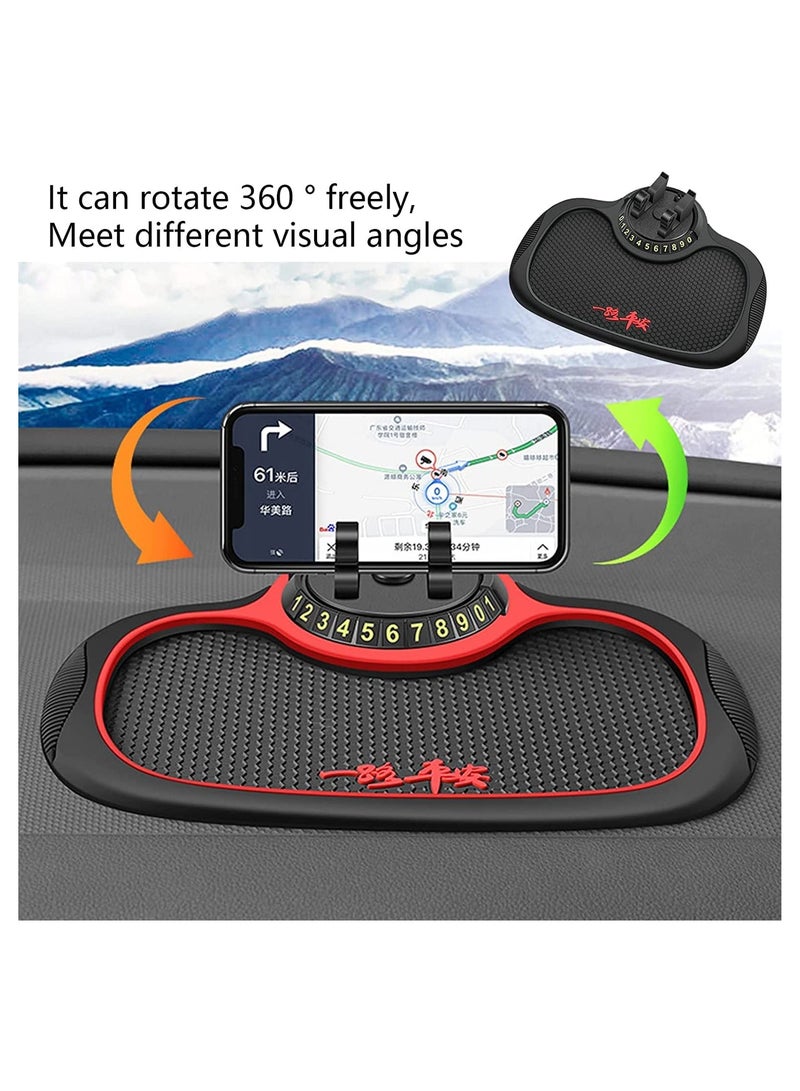 Non Slip Phone Pad for Car Non Slip 3 in 1 Car Phone Pad Cute Animal Dolls Car Phone Pad Holder with Universal Cell Phone Holder Number Plate Stickers Anti Slip Mat for Car - Image 4