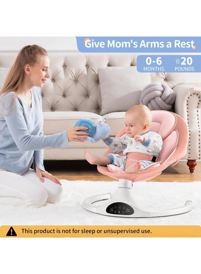 LAREX Baby Swing for Infants | Electric Bouncer for Babies,Portable Swing for Baby Boy Girl,Remote Control Indoor Baby Rocker with 5 Sway Speeds,1 Seat Positions,10 Music and Bluetooth (Pink) - Image 3