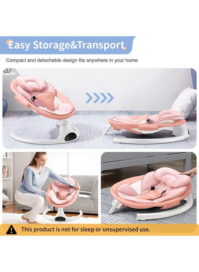 LAREX Baby Swing for Infants | Electric Bouncer for Babies,Portable Swing for Baby Boy Girl,Remote Control Indoor Baby Rocker with 5 Sway Speeds,1 Seat Positions,10 Music and Bluetooth (Pink) - Image 5
