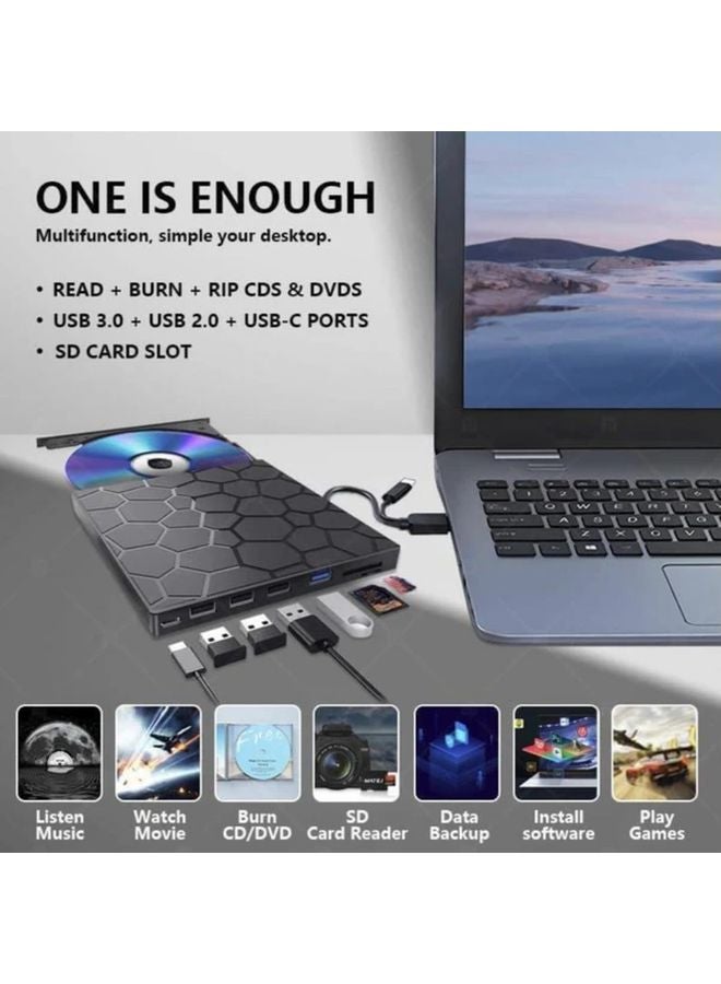 2pcs Portable External CD DVD Drive USB 3 0 Burner Player for Laptop Desktop - Image 5