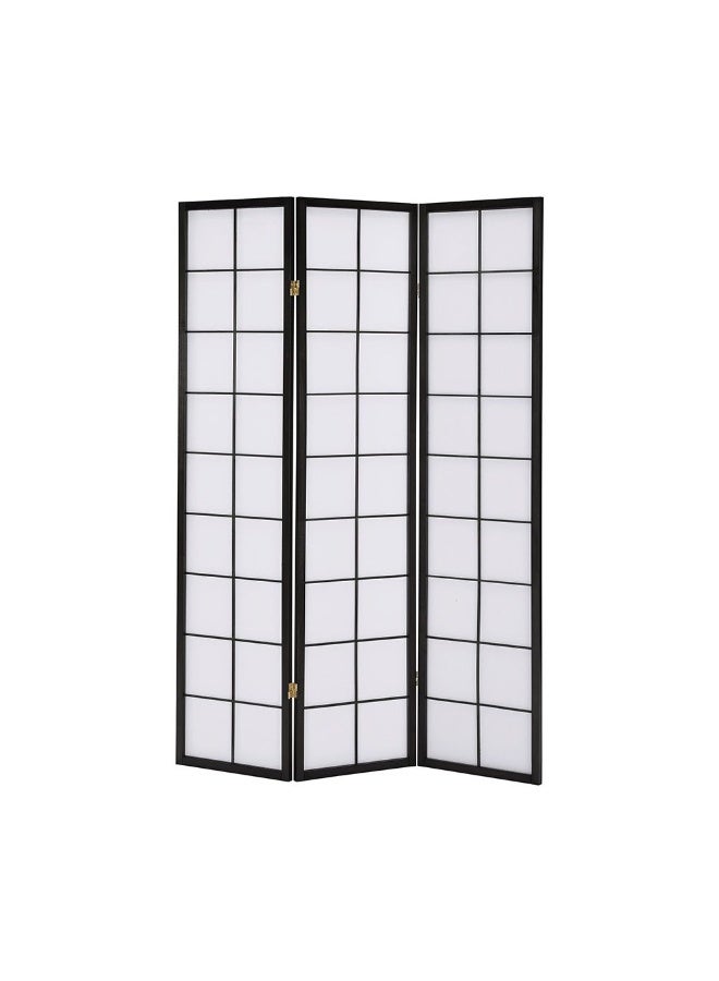 DANUBE HOME Tomen 3 Panel Divider Folding Room Divider Stylish Privacy Screen Modern White Partition For Living Room Bedroom office Adjustable Folding Panel - Black / White - Image 1