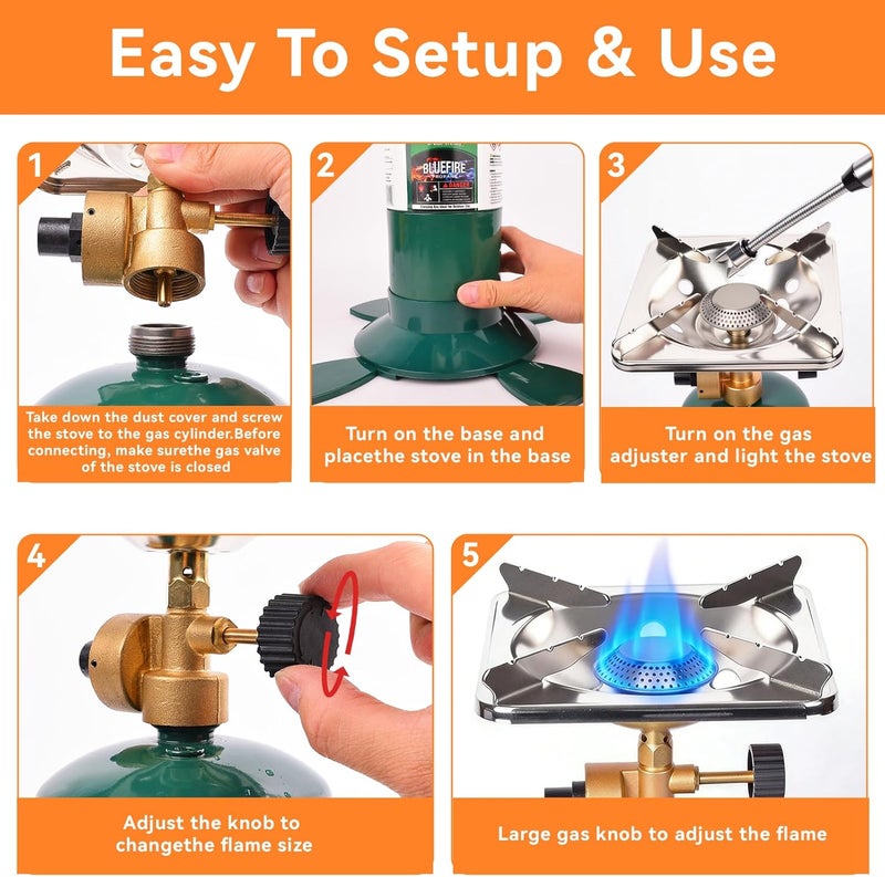 KOMAN Camping Propane Stove,Portable Camping Stove, Backpacking Stove Propane Camping Stove,10000BTU Single Burner Propane Stove for Outdoor Cooking,Fuel by 16 Oz Propane Cylinder (Fuel not Included) - Image 4