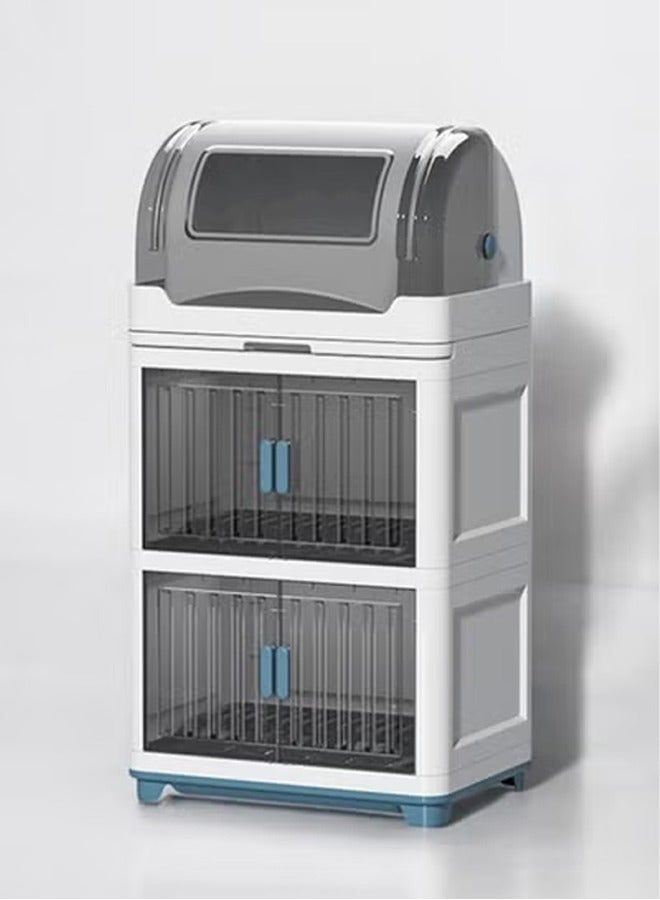 NKX 3 Layer Kitchen Bowl and Plate Storage Box with Cover - Dustproof and Drainable Cutlery Rack for Tableware - Large Capacity, Sealed and Easy to Assemble - Image 1