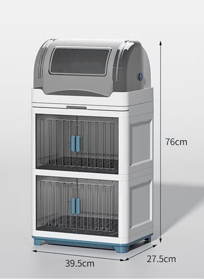 NKX 3 Layer Kitchen Bowl and Plate Storage Box with Cover - Dustproof and Drainable Cutlery Rack for Tableware - Large Capacity, Sealed and Easy to Assemble - Image 2