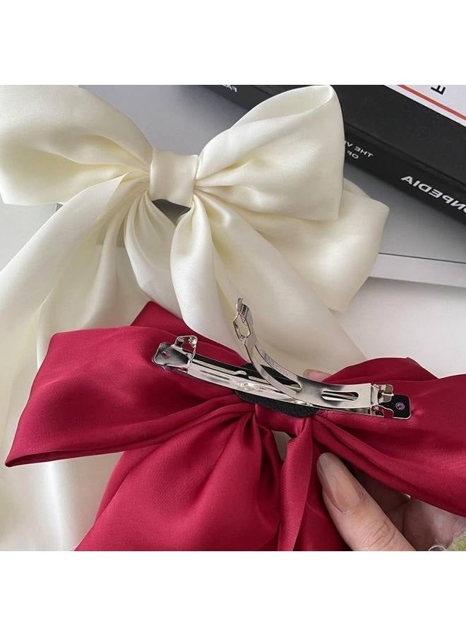 Hair Bows for Women Big Bows Hair Accessories for Womens Girls 5PCS, Valentine's Day Hair Bows for Women Cute Oversized Bow Hair Clips with Long Tails, Silky Satin Ribbon Bows for Hair - Image 4